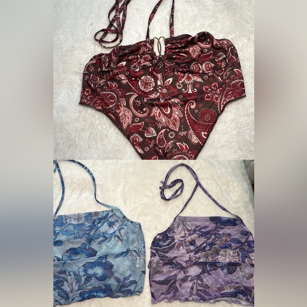 3 Summer Backless Floral Crop Top Bundle